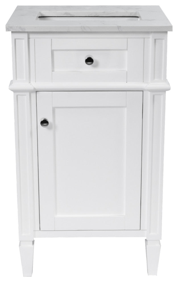 Hailey 20" Bathroom Vanity, Engineered Marble Top, White