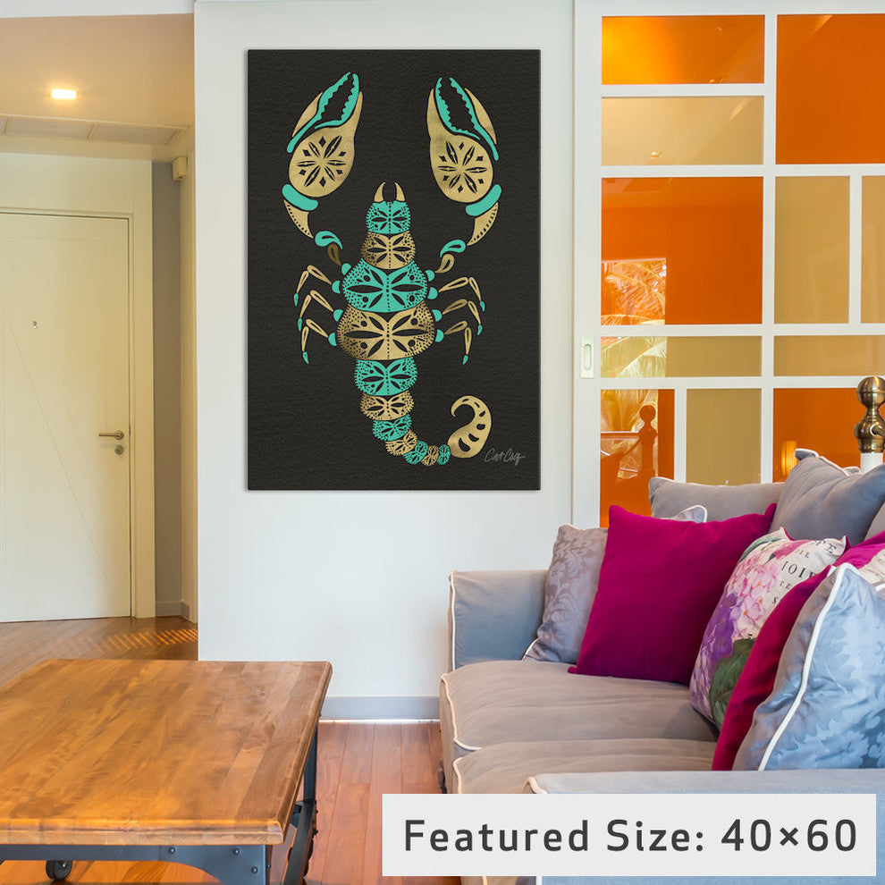 "Black Turquoise Scorpion Artprint" by Cat Coquillette, 40x26x1.5