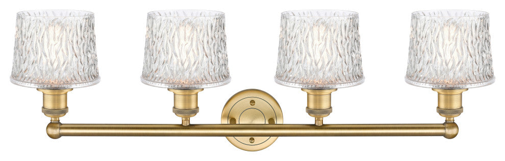 Niagra 4-Light 34" Bath Vanity Light, Brushed Brass Finish, Clear Shade