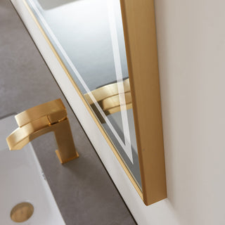 Horizontal Rectangular LED Wall Mount Bathroom Mirror, Gold, 72"