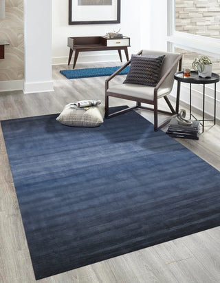 Hand-tufted Wool Blue Transitional Abstract Horizon Rug, 8'9 X 11'9