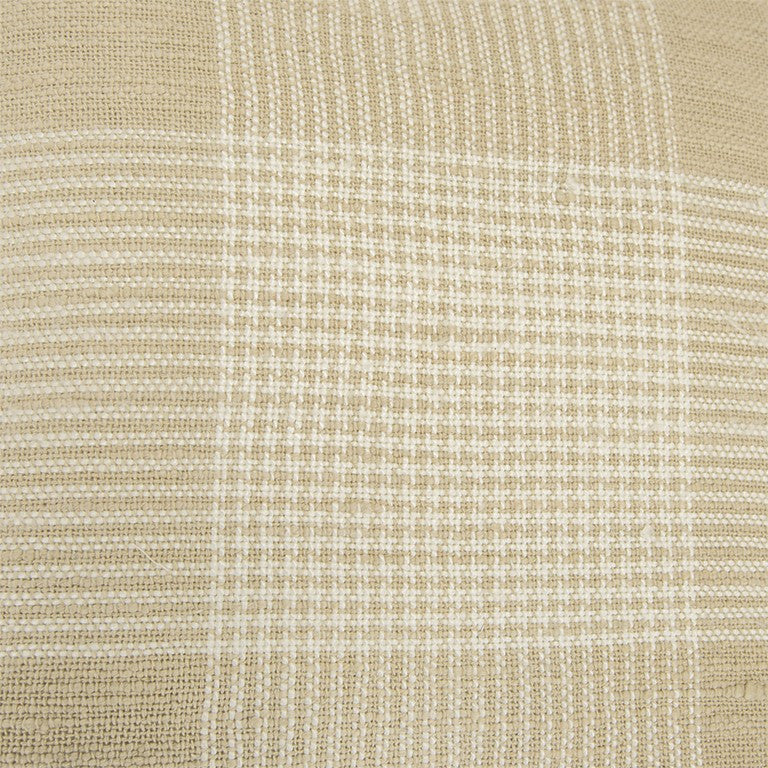 Beige White Plaid Pattern Throw Pillow