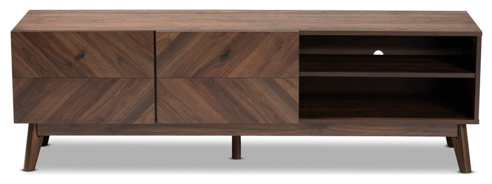 Hugo Mid-Century TV Stand, Walnut Brown