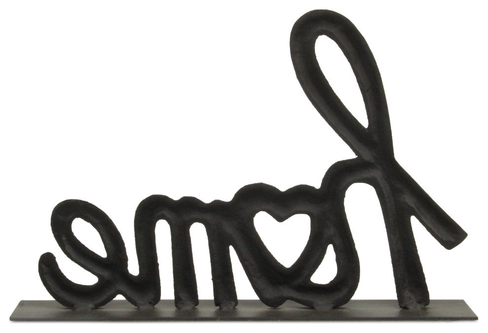 Roven Cast Iron Calligraphic Home Table Decor - Black