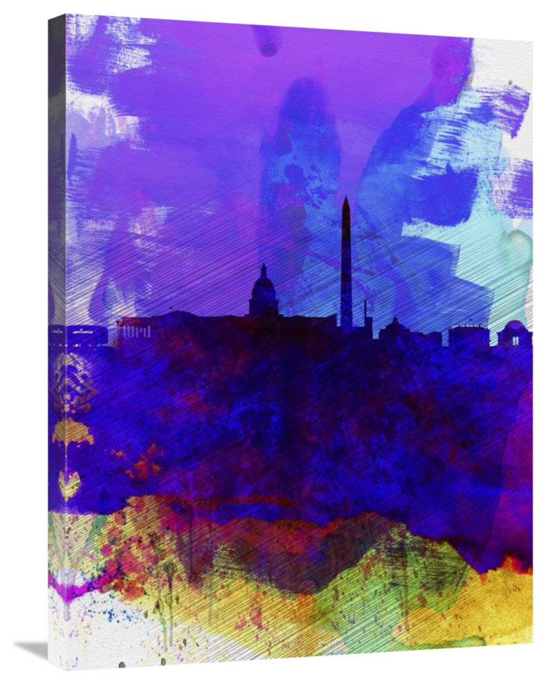 "Washington DC Watercolor Skyline 2" Fine Art Print