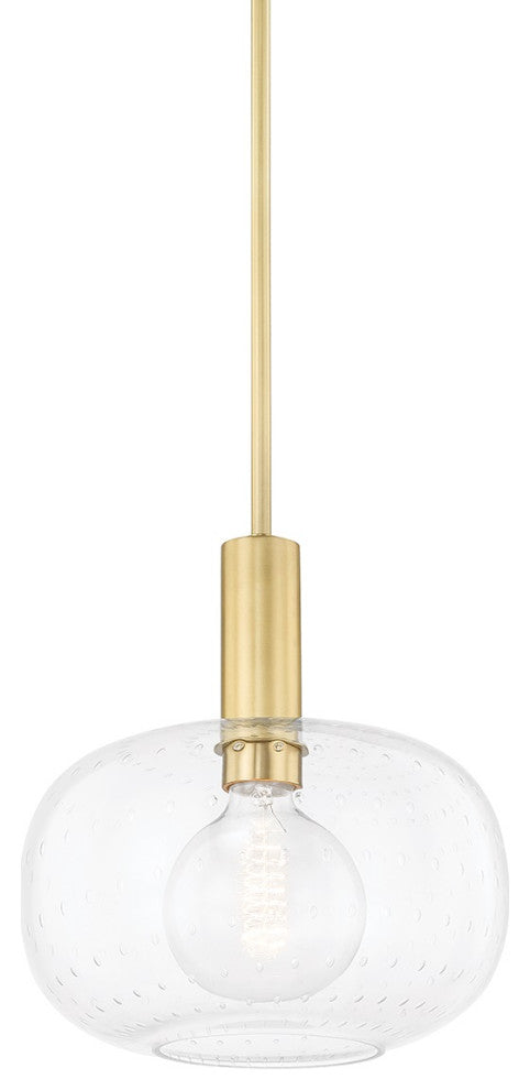 Harlow 1-Light Pendant, Aged Brass, Clear With Seeds