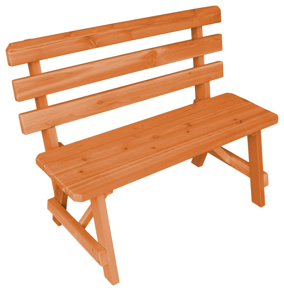 Traditional Cedar Backed Bench, Cedar Stain, 5 Foot