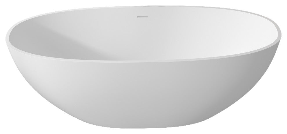 Stone Resin Solid Surface Freestanding Bathtub, White, 61"