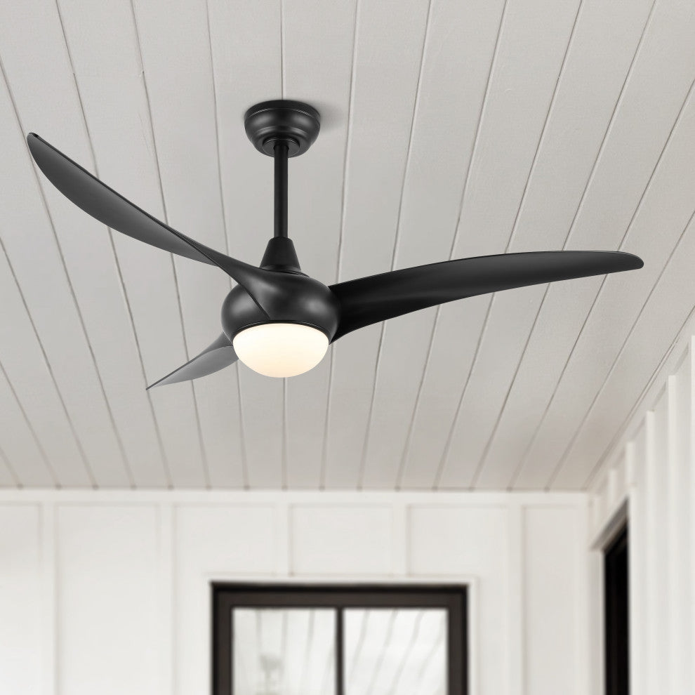Aviator 52" 1-Light App 6-Speed Retro Swirl LED Ceiling Fan, Black