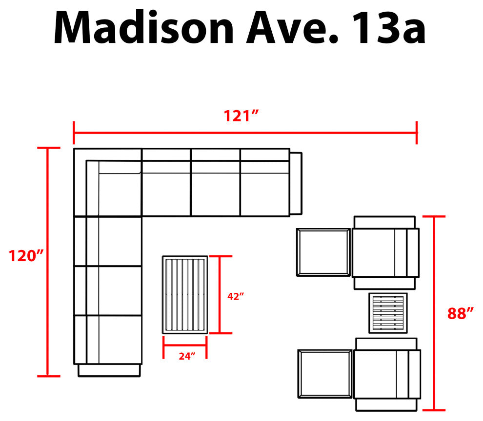 kathy ireland Madison Ave. 13 Piece Aluminum Patio Furniture Set 13a, Truffle