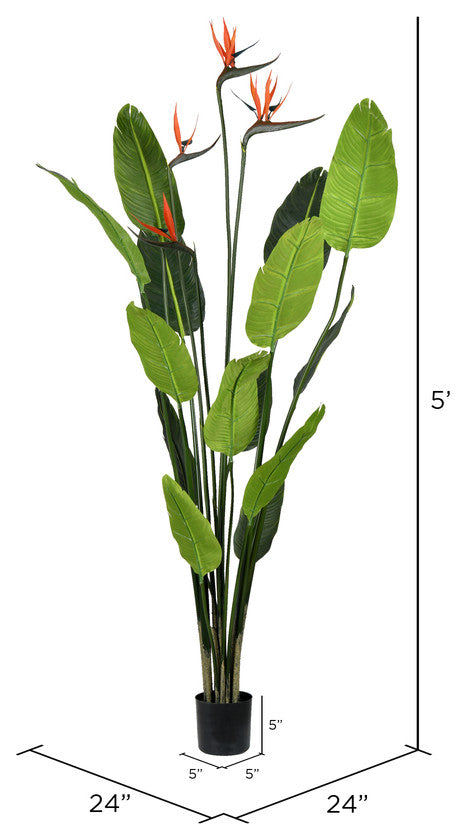 Vickerman Potted Bird of Paradise Palm, Unlit, 5'