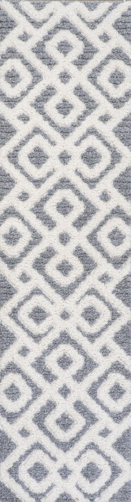 Astrid Retro Trellis High-Low Cream/Gray 2'x8' Runner Rug