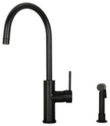 Akicon One-Handle Copper Widespread Kitchen Faucet, Side Sprayer, Matte Black