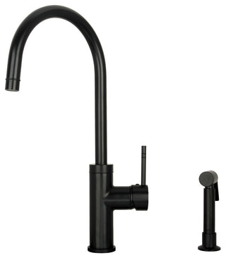 Akicon One-Handle Copper Widespread Kitchen Faucet, Side Sprayer, Matte Black
