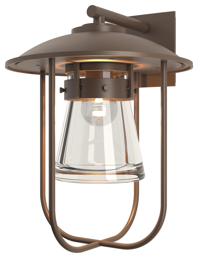 Erlenmeyer Large Outdoor Sconce, Coastal Bronze Finish, Clear Glass