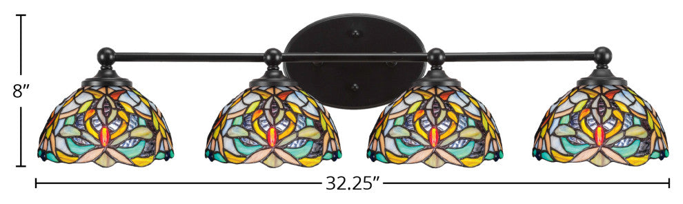 Capri 4-Light Bath Bar, Matte Black/Kaleidoscope Art