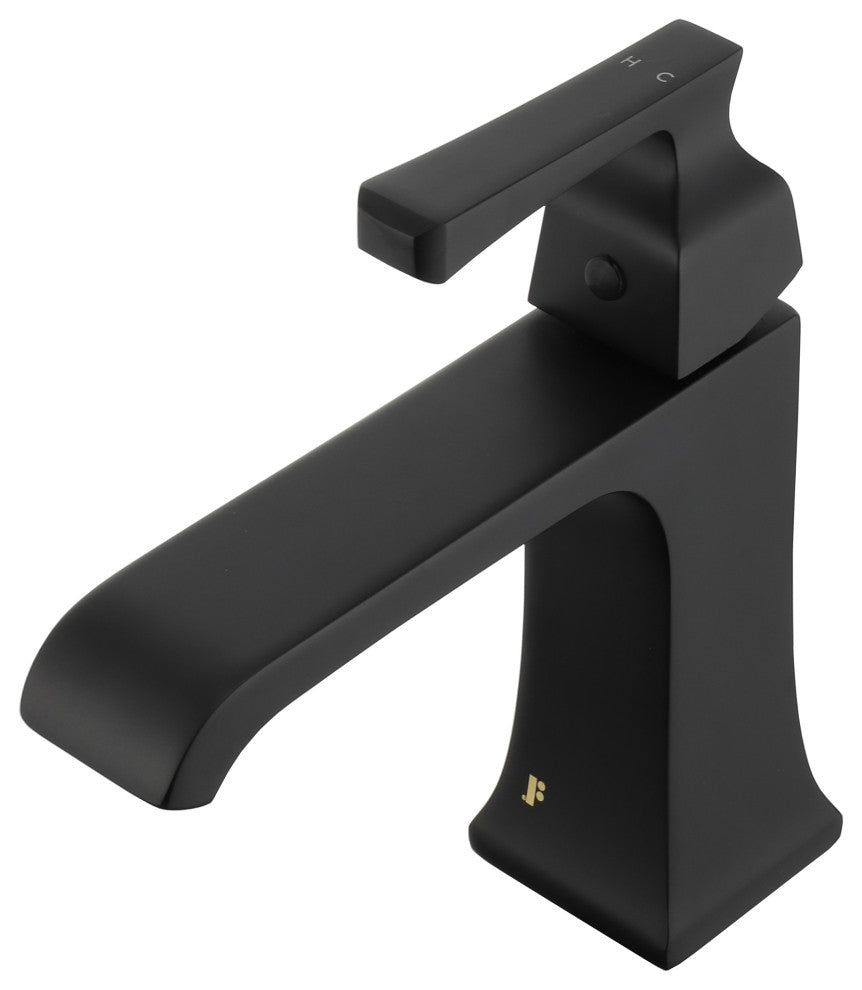 Fine Fixtures Arched Square Single Hole Bathroom Faucet, Black
