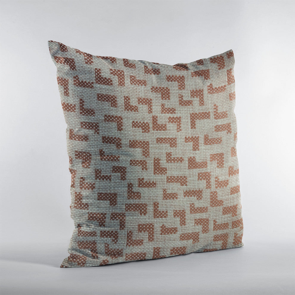 Plutus Brown Beige Angles Abstract Luxury Throw Pillow, 18"x18"
