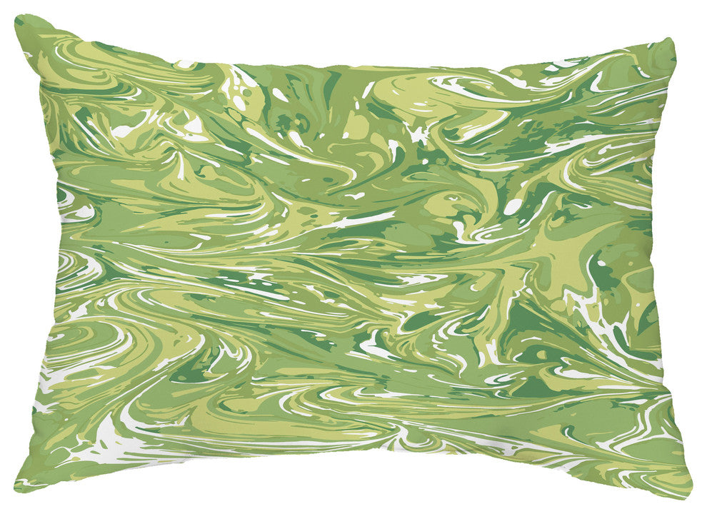 Melange 14"x20" Decorative Abstract Outdoor Throw Pillow, Green