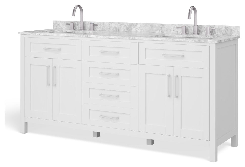 The Oswald Bathroom Vanity, Double Sink, 72', White, Freestanding