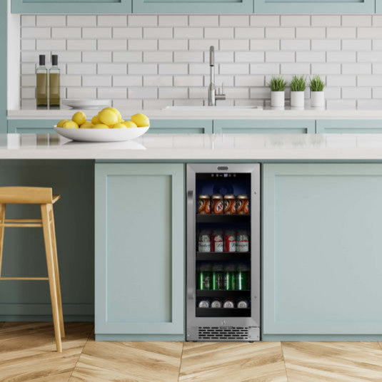 15" Built-In 80 Can Undercounter Stainless Steel Beverage Refrigerator
