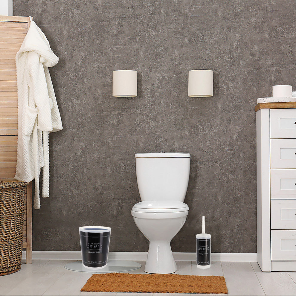 Bathroom Accessories Bath Time Collection, Black, Toilet Brush and Holder