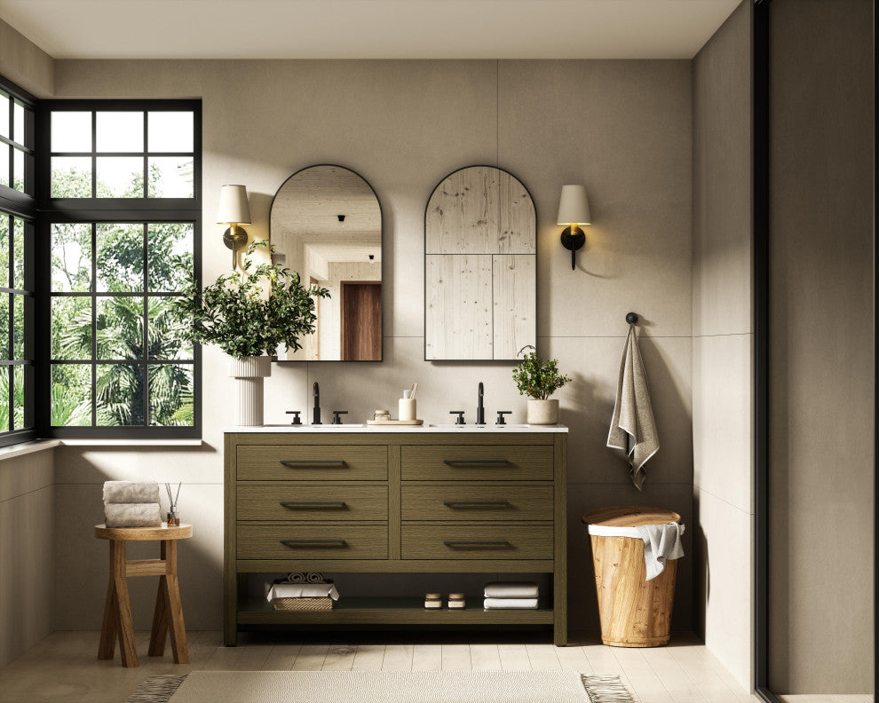 Home Living 54" Double Bathroom Vanity, Chestnut Brown
