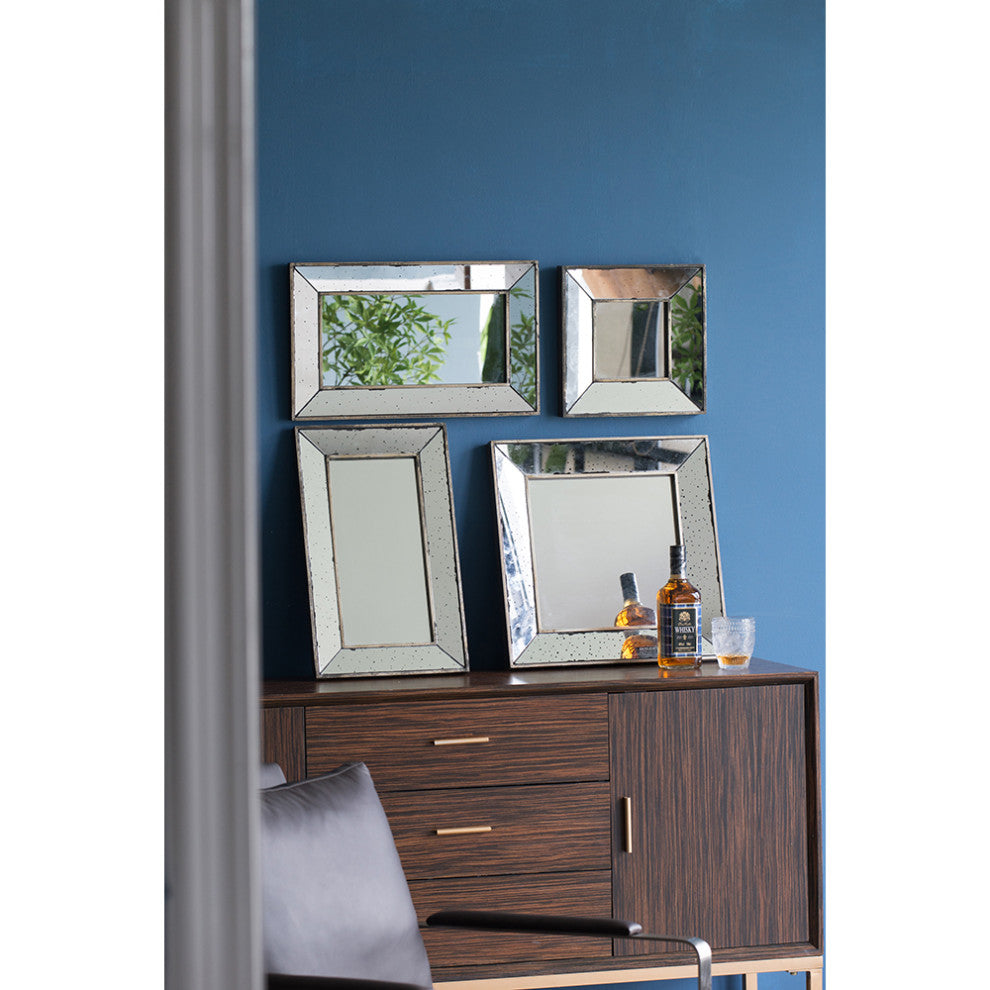 Gewnee Distressed Silver Square Accent Mirror