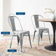 Side Dining Chair, Set of 2, Metal, Silver, Cafe Bistro Restaurant Hospitality