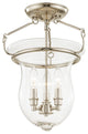 Ceiling Mount With Handcrafted Clear Glass, Polished Nickel