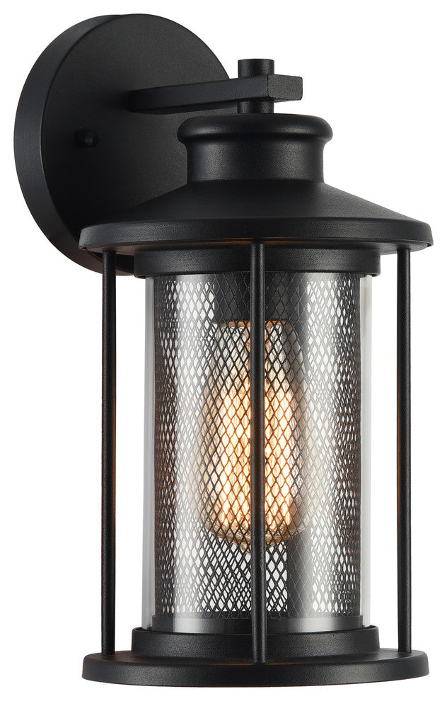 CRICHTON Transitional 1 Light Textured Black Outdoor Wall Sconce 11"