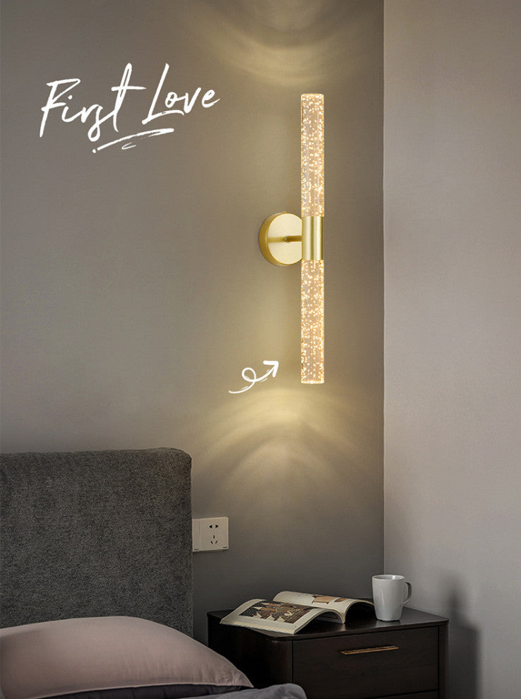 Modern Golden Wall Lamp in Minimalistic Style for Bedroom, Corridor, Gold, Warm Light
