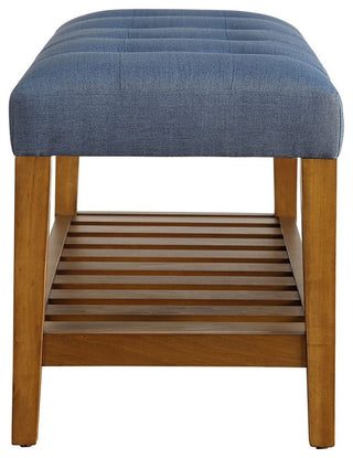 Fabric Bench, Blue and Oak