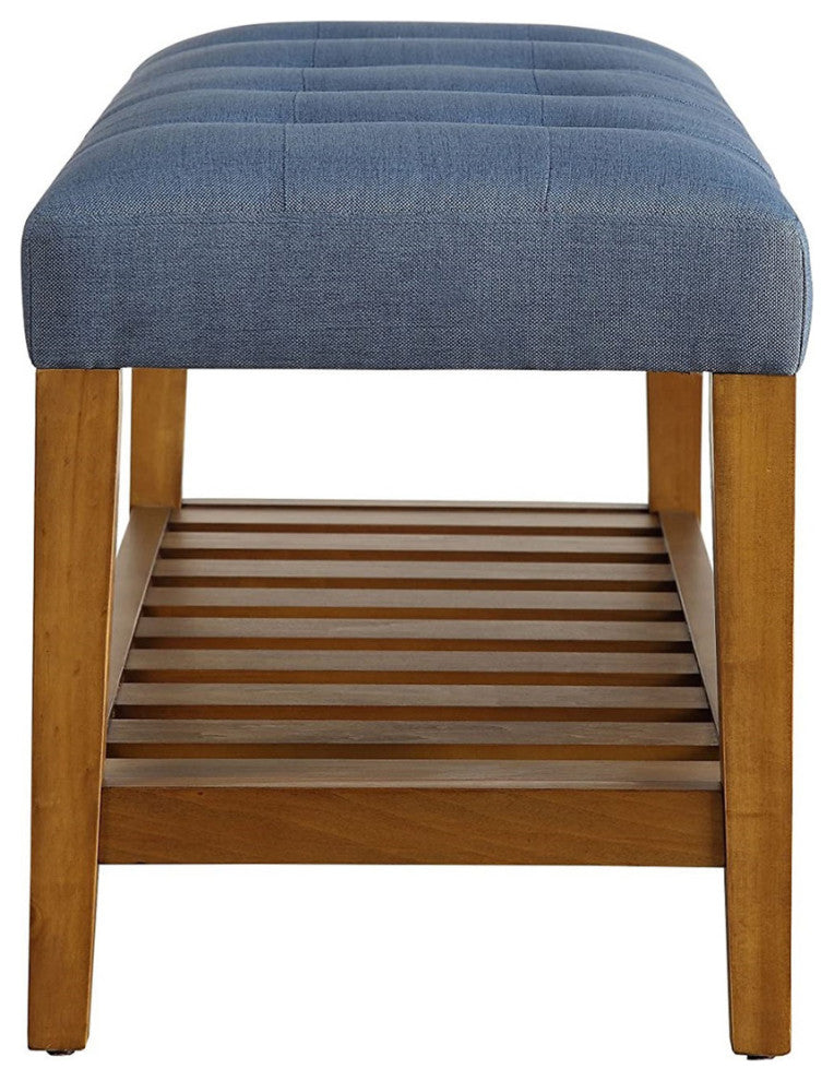 Fabric Bench, Blue and Oak