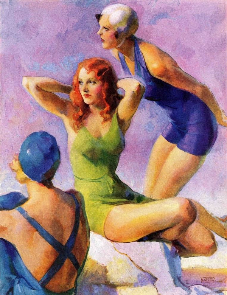 "Three Bathing Beauties" Painting Print on Canvas by John LaGatta