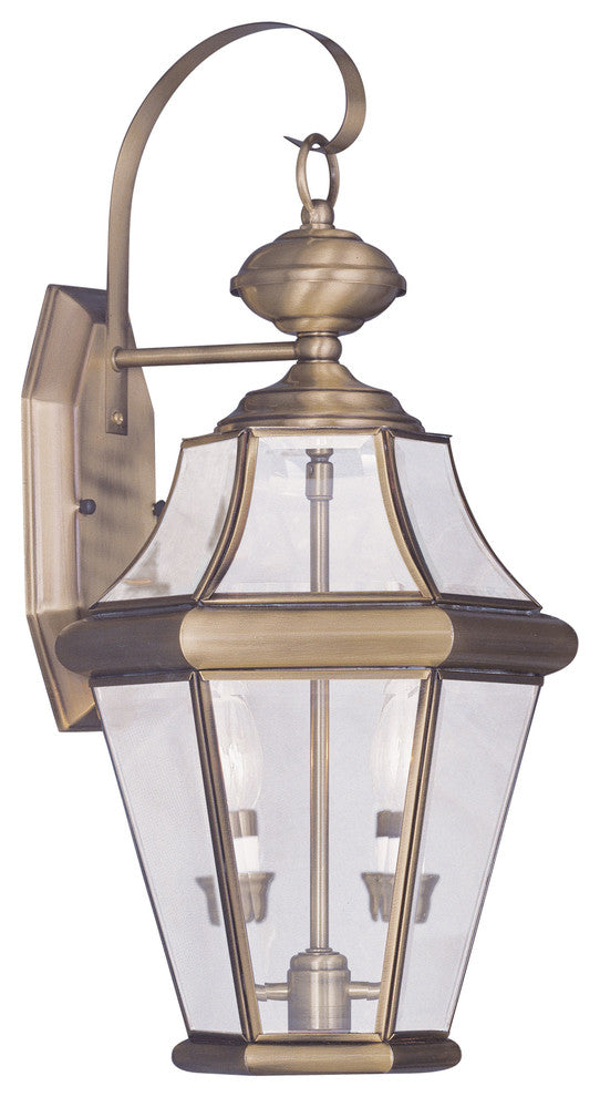 Georgetown Outdoor Wall Lantern, Antique Brass