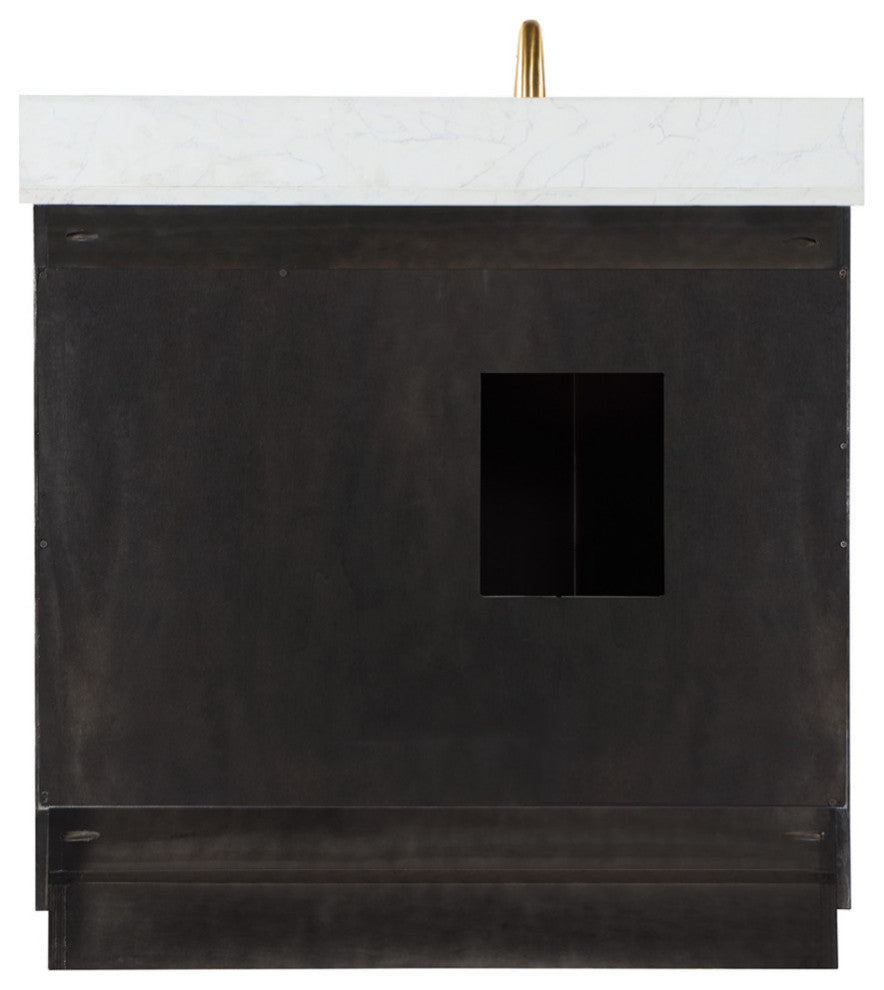 Altair Gazsi Black Oak Bathroom Vanity Set, 36", With Mirror