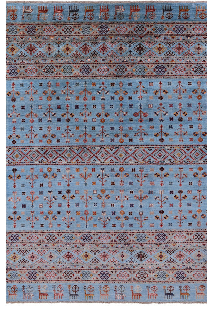 Handmade Tribal Persian Gabbeh Wool Rug 6' 6" X 9' 9" Q8252