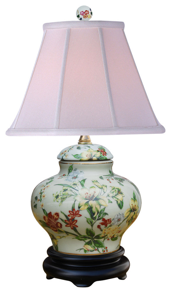 Small Porcelain Gold Lily  Lamp