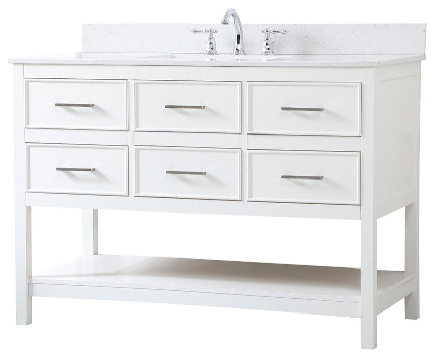 Skylar 48" Single Bathroom Vanity, White, With Backsplash