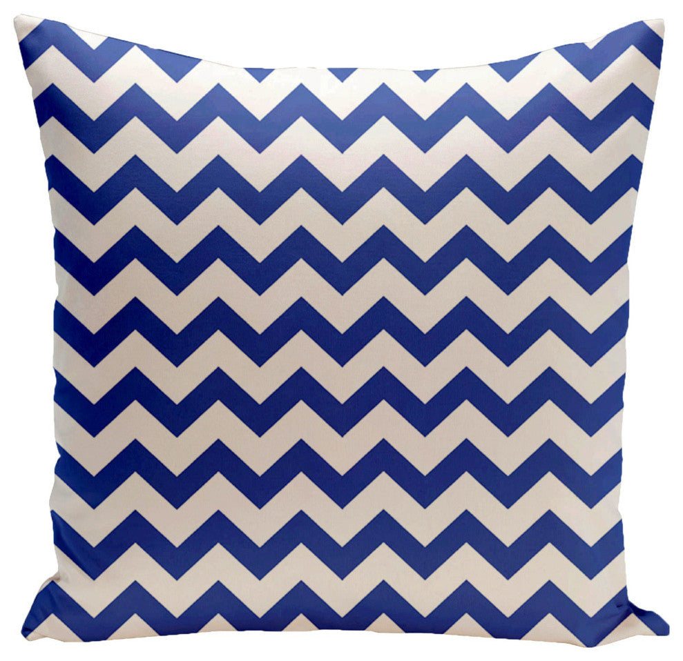 Chevron Decorative Outdoor Pillow, Dazzling Blue, 18"x18"