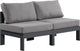 Nizuc Water Resistant Patio Modular Straight Sofa, Gray, 2-Piece: 2 Armless Chair, Dark Gray Aluminum Frame