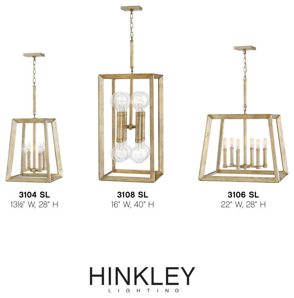 Hinkley Tinsley Large Open Frame Pendant, Silver Leaf