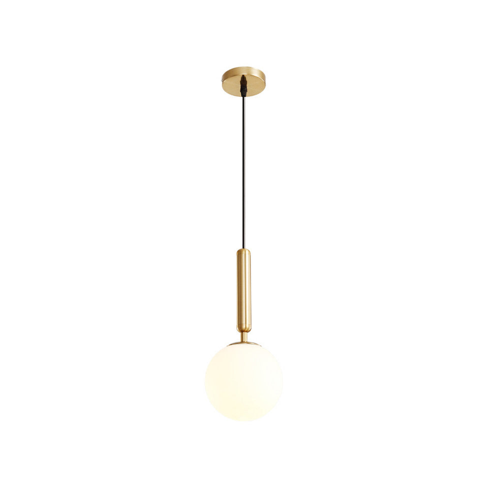 1 Light Glass Globe Pendant Light, Brass
