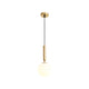 1 Light Glass Globe Pendant Light, Brass