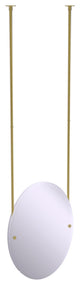 Frameless Oval Ceiling Hung Mirror with Beveled Edge, Unlacquered Brass