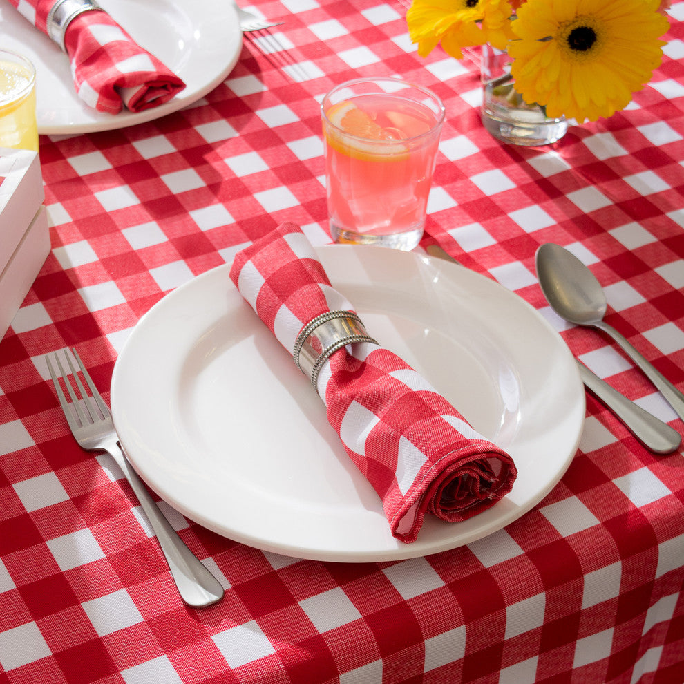 DII Red/White Checkers Tablecloth 60"x84"