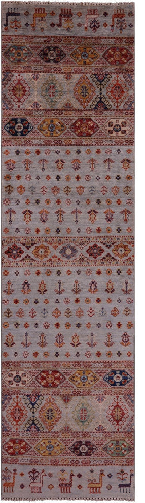 Runner Tribal Persian Gabbeh Hand Knotted Rug 2' 7" X 9' 8" Q5372