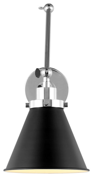 Wellfleet Double Arm Cone Task Sconce, Midnight Black and Polished Nickel