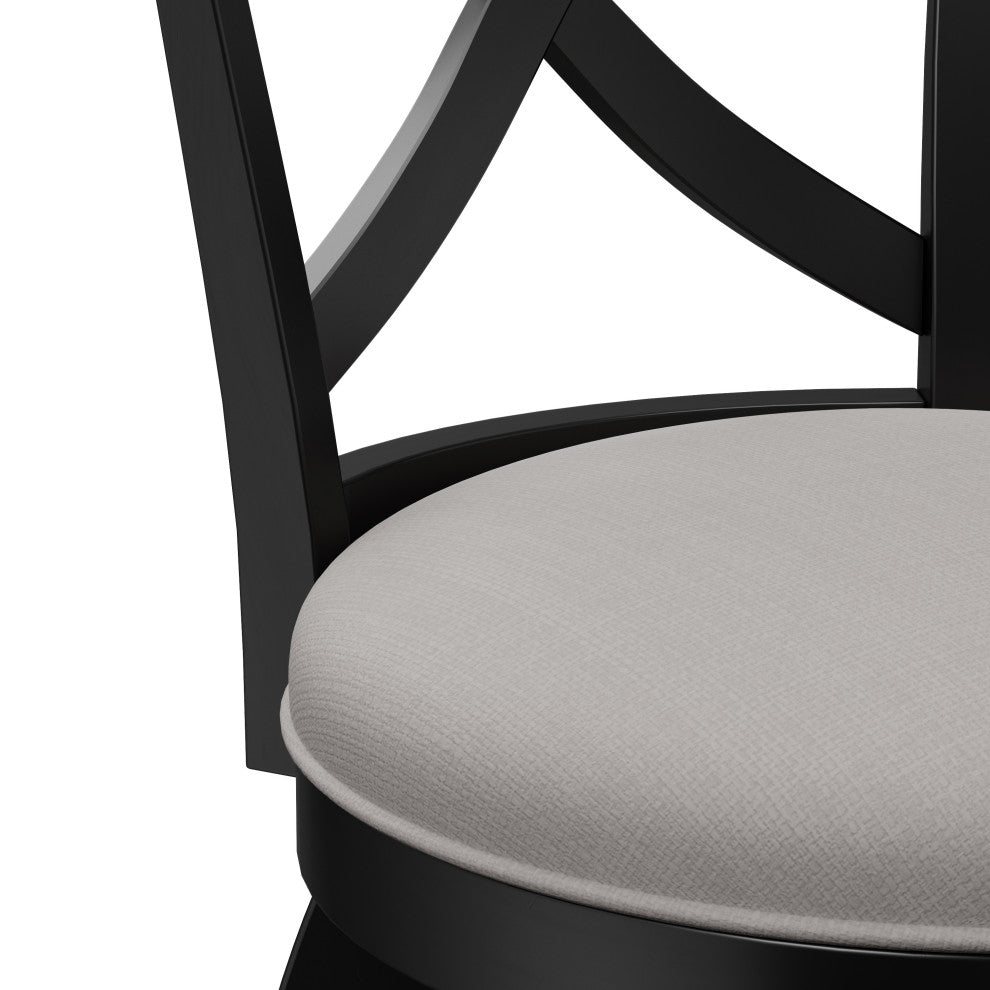 Hillsdale Ellendale Wood Swivel Stool, Curved X-Back, Black, Bar Height